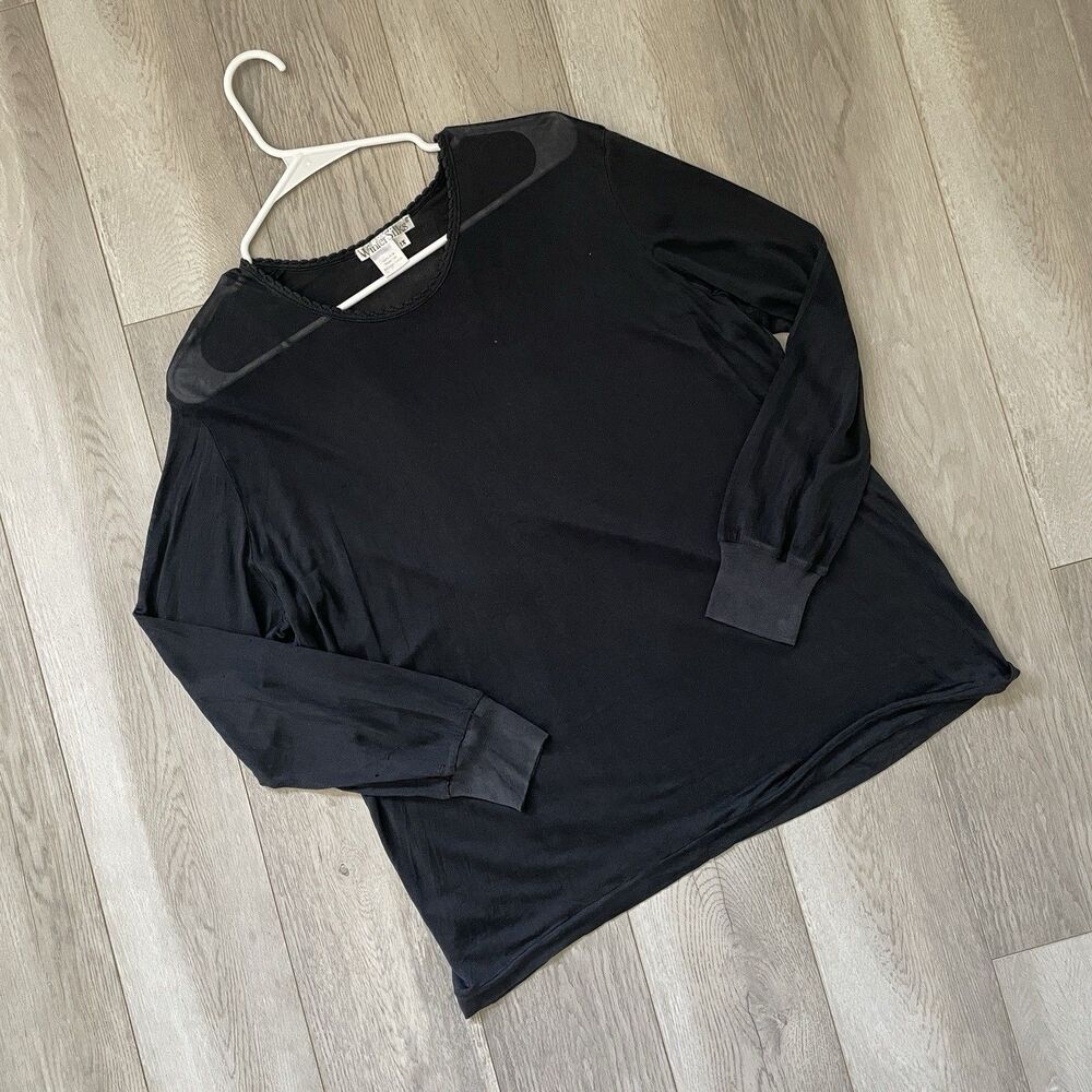 Wintersilks Base Layer Shirt silk sheer long sleeve shirt womens Black (size 1x)